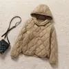 Colete casual branco leve de plumas de pato com padrão de losangos para mulheres, gola redonda, camada interna justa, colete quente, jaqueta estilo vintage, moderno