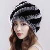 Suministros del Fabricante Sombreros de Piel para Mujer Hechos de Piel de Conejo Rex, Piel de Conejo Trenzada, Estilo Piña Espiral, Engrosados para Invierno, Casuales y Versátiles