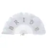 Diadema de perlas para novia transfronteriza, velo, cinta, abanico de boda, gafas de sol, correa para el hombro, abanico plegable de plumas