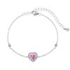 Pendientes Collar Anillo Pulsera S925 Puro Avanzados Zirconia Rosa Amor Dulce Moda Juego de Cuatro Piezas Joyería de Plata