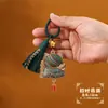 Estilo Chino Tradicional Patrimonio Cultural Inmaterial Canción Brocado Gato de la Fortuna Regalo Cultural Colgante de Borla Llavero de Gato de Doble Cara Colgante para Bolsa de Coche