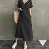 Vestido Solto Casual e Elegante, Saia Versátil e Estilosa que Rejuvenesce para Mulheres, Nova Saia para Primavera e Outono, Decote V