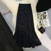 Tres Estándares Completos, Calidad Tmall, Borde de Cinco Líneas, Falda de Pana Azul-Gris a Cuadros Cepillada, Engrosada para Otoño e Invierno