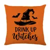 Conjunto de Capas de Almofada Decorativas de Linho para Casa de Halloween com Combo de Capa de Almofada de Sofá de Cabeça de Abóbora Engraçada