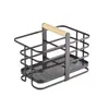 Suporte de Armazenamento para Esponja de Cozinha com Haste de Madeira, Porta-Papel Toalha, Toalha, Escova, Pano de Prato, Cesta de Armazenamento de Ferro Forjado, Suporte de Armazenamento Sem Furos