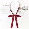 Corbata JK Borgoña para Mujer Estilo Universitario Japonés Rayas Perezosas Pajarita sin Corbata Uniforme de Licenciatura Foto de Graduación Accesorio de Uniforme Escolar