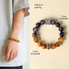 Pulseira de Pedra Olho de Tigre Natural com Mantra de Seis Palavras para Homens e Mulheres, Pulseira de Obsidiana Fashion e de Alto Padrão, Joias para Atacado