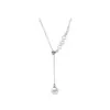 Collar de Perlas de Imitación Estilo Francés para Mujer Elegante Forma de Y Borla Cadena de Clavícula Ajustable Cadena para el Cuello Sencilla de Alta Gama Versátil