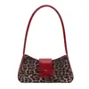 Nova Bolsa Textura Fosca Moda Casual Estampa de Leopardo Estilo Coreano Bolsa de Ombro 2025 Cor Sólida Retro Tendência Bolsa de Axila