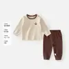 Conjunto de Ropa de Otoño para Bebé Ropa para Casa Suave Ajustado Unisex Otoño/Invierno para Niños Set de Dos Piezas Capa Base Engrosada Pijama Ropa Interior