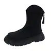 Botines Negros de Plataforma de Tacón Alto para Personas Bajas 2026 Otoño/Invierno Nuevo Estilo Botas Martin Cremallera Trasera Versátil Ropa de Abrigo Botas Adelgazantes