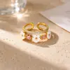 Anillo Abierto Estilo Europeo Abeja Mariposa de Circonita Colorida Chapado en Oro de 18K Ajustable para Mujer Anillo de Piedra de Color