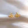 Pendientes de Cisne con Aguja de Plata Electrochapada en Oro Real, Exquisitos y Elegantes, Pendientes Versátiles para el Día a Día, Pendientes de Lujo Ligero de Gama Alta para Mujer