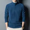 Outono e inverno gola vertical suéter de lã polar masculino moda meia-alta gola base camisa meia-idade e jovem meia-zíper top lã