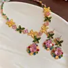 Brincos com pingente de gota d'água em zircônia transfronteiriços, colar de moda requintado de luxo leve, conjunto de joias de nicho de designer