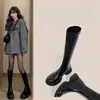 Botas largas para mujer, nueva colección otoño/invierno 2026, de caña alta, suela gruesa, botas de ciclismo, adecuadas para mujeres menudas, hasta la rodilla, de corte ajustado, botas de moda
