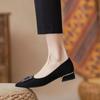 Zapatos de Tacón Grueso para Mujer para Verano 2026, Nuevo Estilo Primavera y Otoño, Punta Puntiaguda, Elegantes de Boca Baja, Zapatos Negros de Tacón Alto para Ir al Trabajo, Zapatos de Trabajo de Tacón Medio