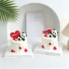 ¡Feliz Día Nacional! Decoraciones para pasteles, figuritas de panda en forma de corazón y adornos luminosos. ¡Amo mi país! Insertos de tarjeta en forma de corazón