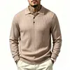 2026 Novo Suéter Masculino de Malha Canelada Plus Size Outono/Inverno com Gola Dobrável, Tricô Casual, Camisa Básica Fashion