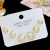 Estilo Simple Combinable Una Tarjeta Tres Pares de Aretes para Mujer Agujas de Plata 925 Moda de Alta Gama Aretes para Viajeros Aretes Múltiples