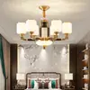 Lustre duplex para sala de estar estilo chinês todo em cobre, sensação de alto padrão, para casas de construção própria e vilas, lustre doméstico de madeira maciça