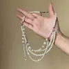 Colar de Pérolas Multicamadas com Borla Francesa Luxo Leve High-end Moda Exquisito Design de Corrente de Clavícula Senso de Design Acessório de Colar de Nicho para Mulheres