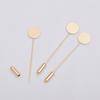 Broche de pin con bandeja de una palabra chapado en oro de 14 quilates que conserva el color, accesorios de joyería, latón, bandeja de fondo plano, broche, materiales para manualidades DIY, venta al por mayor