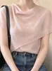 Camisa Rosa de Estilo Francés con Cuello Drapeado y Mangas Cortas para Mujer, Nuevo Top Elegante Verano 2026, Camisa Artística de Estilo Francés