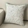 Almofada Jacquard de Veludo Estilo Vintage Cremoso para Sofá Sala de Estar Almofada de Costas Luxo Leve Retro Travesseiro de Cabeceira Pousada Folhas