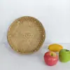 Cesta Redonda de Bambú Tejido para Frutas Hogar Sala de Estar Cesta de Bambú para Frutas Cesta para Huevos Pan Cesta Tejida de Bambú Cesta para Empaque de Regalos Almacenamiento