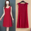 Camiseta Básica Sin Mangas para Mujer de Primavera y Otoño Vestido Base Verano Tallas Grandes Ropa para Mujer Vestido Chaleco de Longitud Media Holgado Adelgazante