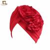 Nuevo Tocado de Doble Flor Grande Sombrero para Mujer Bolso Tocado Poliéster Sombrero Indio Sombrero para Quimioterapia TJM-24H
