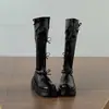 Botas largas retro de suela gruesa para mujer, nuevo modelo de otoño 2026, adelgazantes y que aumentan la altura estilo Maillard, adecuadas para combinar con faldas, botas de montar