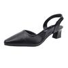 Sapatos Femininos Slip-On de Salto Bloco Quadrado com Tira no Tornozelo, Versáteis Retro Novo Estilo Salto Alto Fechado
