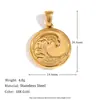 Temperamento europeu e americano personalidade retrô acessórios de joias DIY aço inoxidável banhado a ouro 18K laço onda pérola pingente feminino