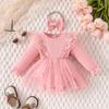 Vestido de tutú de manga larga con encaje decorativo para ropa infantil de comercio exterior transfronterizo