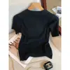 Nuevo estilo primavera y verano, top de punto de seda helada con cuello polo para mujer, camiseta de manga corta fina, holgada, adelgazante y favorecedora para mujer