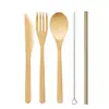 Amazon Juego de Cubiertos de Bambú, Tenedor y Cuchara, Juego de Popotes de Bambú y Acero Inoxidable, Bolsa para Cubiertos de Regalo, Catering