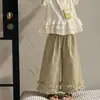 Traje Fino para Niñas Primavera Verano Nuevo Estilo Tres Capas Volantes Manga Corta Pantalones de Pierna Ancha Nueve Puntos Para Bebés y Niños Pequeños Pantalones Elegantes