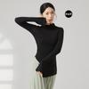 Ropa de Entrenamiento de Danza Moderna Cuello Semi Alto Abertura Lateral Alta Manga de Campana Camiseta Larga Deportes Fitness Yoga Manga Larga