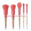 Conjunto de Pincéis de Maquiagem Doce Rosa Pacote com 5 Macaron Pequeno Fresco Grão Cristal Cabo Portátil Ferramentas de Beleza Mancha