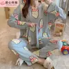 Pijama para Mujer Primavera y Otoño Estilo Coreano 2025 Manga Larga Lindo Traje de Dibujos Animados de Estudiante Suelto Traje de Ropa para el Hogar Otoño e Invierno