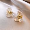 Pendientes Florales Irregulares de Alta Gama Estilo Francés, Aretes de Nicho, Pendientes Sencillos, Accesorios para Orejas con Temperamento Metálico de Lujo Ligero