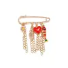 Broche de borlas color-blocking dopamina con pequeños colgantes de margarita, corazón, caracola y pez, suministro transfronterizo