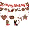 Novo Conjunto de Decoração de Festa de Aniversário com Estampa de Leopardo Cereja Transfronteiriça Bandeira de Leopardo Vermelho Decoração Suspensa em Disco Espiral Bolo