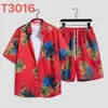Camisa Hawaiana para Hombre de Manga Corta Traje Caliente Transfronterizo Impresión 3D Patrón Colorido Casual Deportivo Conjunto de Dos Piezas
