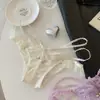 Aleteo de Alas de Mariposa~ Bragas de Encaje Sexy de Estilo Francés para Mujer, Diseño de Campana Hueca, Atractivos Transpirables de Algodón Puro en la Entrepierna