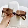 Novos Óculos de Sol Sem Aro com Borda Cortada Anti-UV Óculos de Sol Explosivos para Mulheres Tendência Celebridade da Internet TikTok Ins Mesmos Óculos de Sol