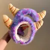 Fofo Monstro Roxo de Pelúcia Faixa de Cabelo Faixa de Cabelo Feminina para Lavar o Rosto Aplicar Máscara Maquiagem Faixa de Cabelo Especial Acessório de Cabeça Outono e Inverno