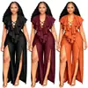 N8179 Amazon Transfronterizo Ropa de Mujer Tallas Grandes Verano Nuevo Sexy Volantes Pierna Ancha Abertura Mono